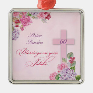 60ste Jubileum van het Religieuze Leven Katholieke Metalen Ornament