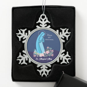 60ste Jubileum van het Religieuze Leven Nun Pink F Tin Sneeuwvlok Ornament