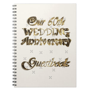 60ste Jubileum voor bruiloft Gastboek Gold White Notitieboek