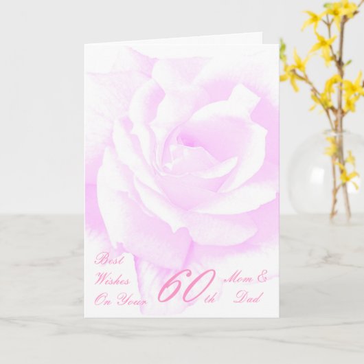 60ste Jubileum voor bruiloft Mam & pap Paars Roos Kaart (Gele Bloem)