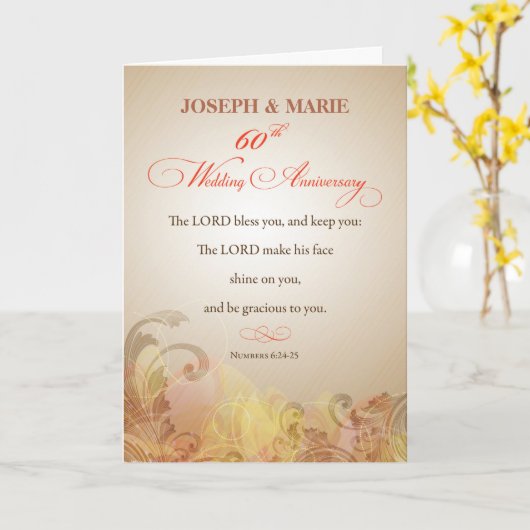 60ste Jubileum voor bruiloft, Religieuze Heer Bles Kaart (Gele Bloem)