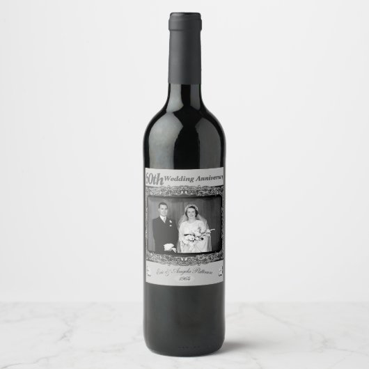  60ste Jubileum voor bruiloft | Zilver Wijn Etiket (Voorkant)