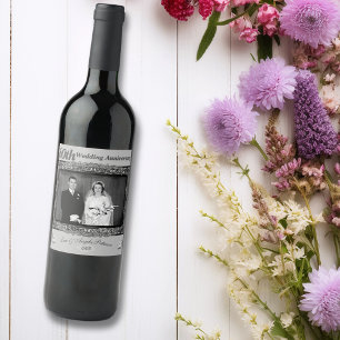 60ste Jubileum voor bruiloft Zilver Wijn Etiket