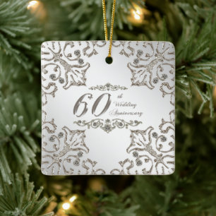60ste Jubileum voor diamanten met 60ste diamant Keramisch Ornament