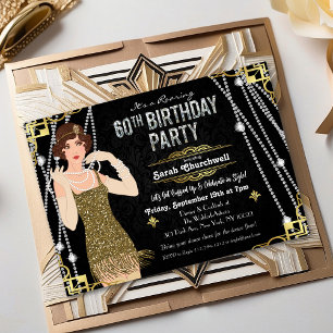 60ste verjaardag 1920s Gatsby Flapper Girl verjaar Kaart