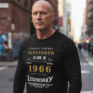 60ste verjaardag 1966 Naam toevoegen Zwart Goud Le T-shirt