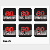 60ste verjaardag - 60 Rocks! Grunge Rood en Zwart Vierkante Sticker (Vel)