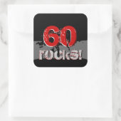 60ste verjaardag - 60 Rocks! Grunge Rood en Zwart Vierkante Sticker (Tas)