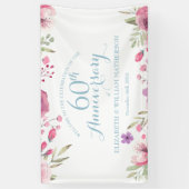 60ste verjaardag Aquarelrozen Bloemrijke Welkom Spandoek (Verticaal)