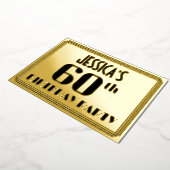 60ste verjaardag: Art Deco Kijk "60" en naam Folie Uitnodiging (Gedraaid)