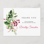 60ste verjaardag Dank u wel Rustic Winter Greenery Briefkaart (Voorkant)