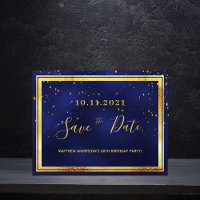 60ste verjaardag donkerblauw goud save the date