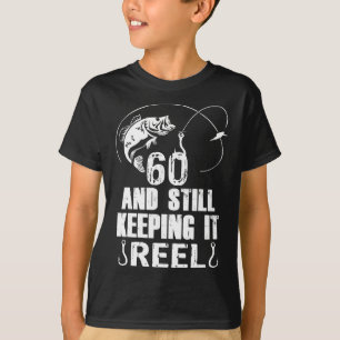 60ste verjaardag en nog steeds aan het vissen met t-shirt