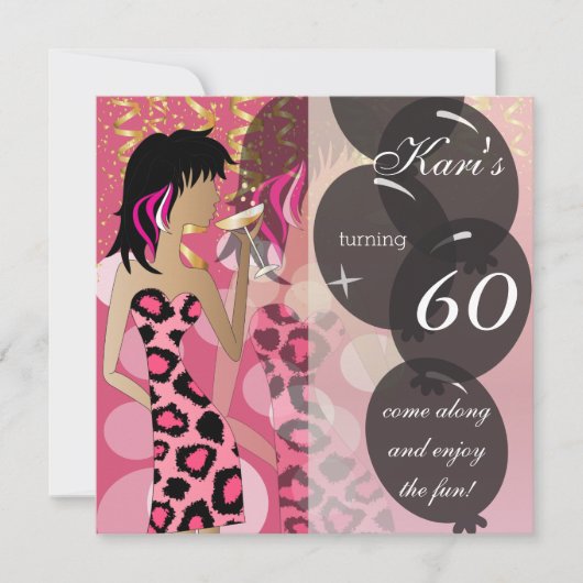 60ste Verjaardag Feest | Sjabloon | Doe-het-zelf Kaart (Voorkant)
