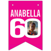 60ste verjaardag foto roze wit vlaggetjes (Eerste vlag)