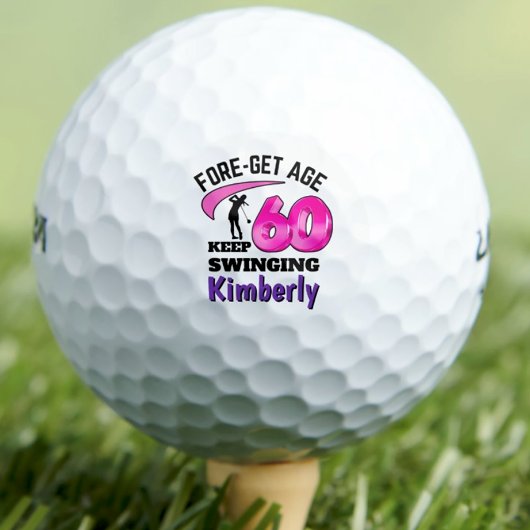 60ste verjaardag golfballen 60 roze initialen