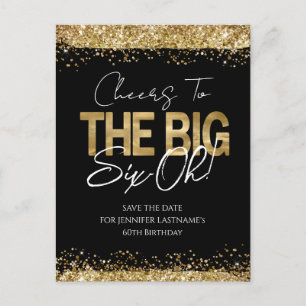 60ste verjaardag Goud Zwart Save the Date briefkaa Briefkaart