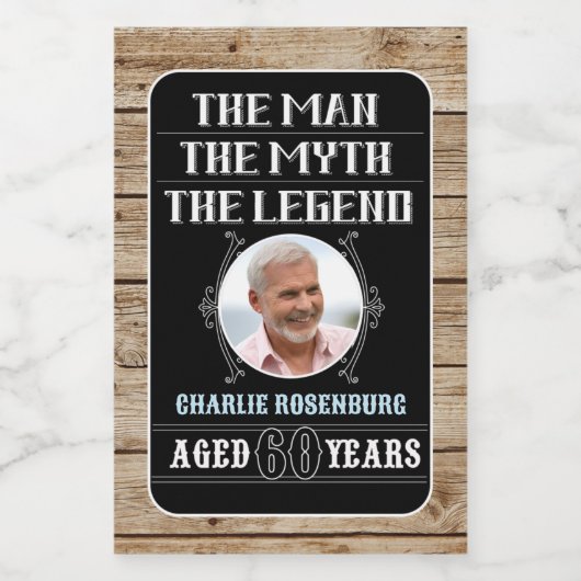 60ste verjaardag Het Man, de mythe, de Legende Wijn Etiket (Enkel label)