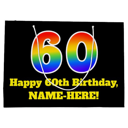 60ste verjaardag ~ Leuk, Kleurrijk, Levendig, Rege Groot Cadeauzakje (Achterkant)