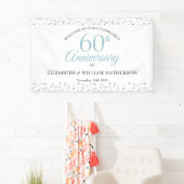 60ste verjaardag Love Hearts Confetti Welkom Spandoek (Insitu)