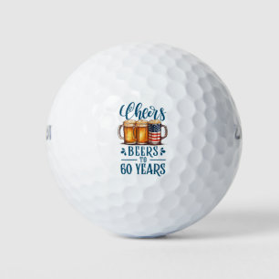60ste verjaardag met glas bier golfballen