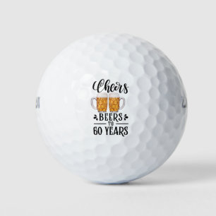 60ste verjaardag met glas bier golfballen