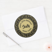 60ste Verjaardag Nummer Patroon 60 Goud en Zwart Ronde Sticker (Envelop)