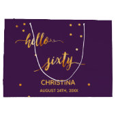 60ste verjaardag paarse goudtypografie groot cadeauzakje (Achterkant)