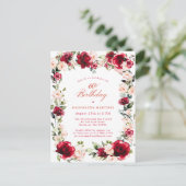 60ste verjaardag Red Rose Pink Peony uitnodiging (Staand voorkant)