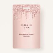 60ste verjaardag roos goud druipt roze badge (Achterkant)