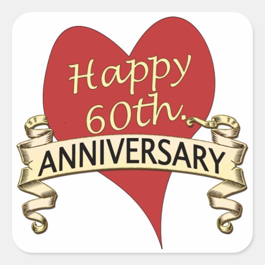 60ste. Verjaardag Vierkante Sticker (Voorkant)