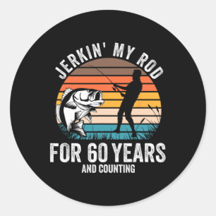 60ste verjaardagscadeau voor vissers Mannen Funny  Ronde Sticker