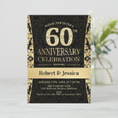 60ste verjaardagsfeest - Goud Zwart Kaart (Staand voorkant)