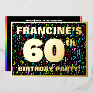 60ste Verjaardagsfeest — Leuke, Kleurrijke Muziek Folie Uitnodiging