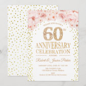 60ste verjaardagsfeest - Wit Goud Kaart (Voorkant / Achterkant)