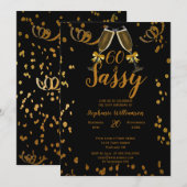 60ste Verjaardagsfeest Zwart | Nep goudchampagne Kaart (Voorkant / Achterkant)