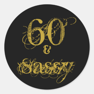 60ste verjaardagsfeestje 60 en Sassy Zwart en Goud Ronde Sticker