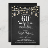 60ste verjaardagsfeestje - Chalkboard Wit Kaart (Voorkant / Achterkant)