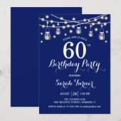 60ste verjaardagsfeestje - Navy Blue Kaart (Voorkant / Achterkant)