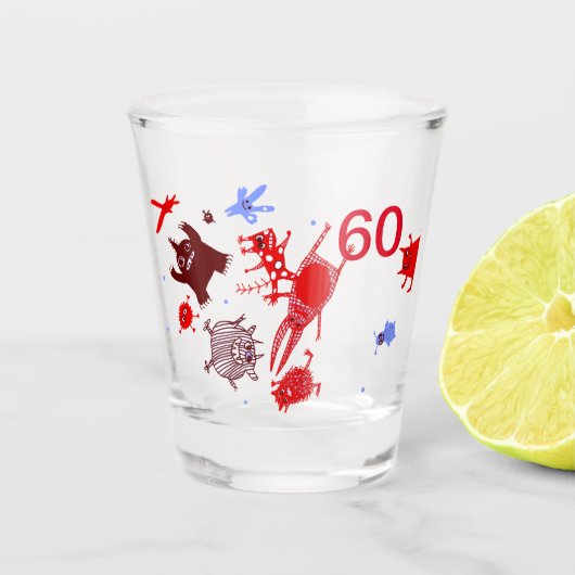 60th anniversary glass shot glas (Voorkant)