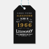 60th Birthday 1966 Add Name Legend Black Gold Cadeaulabel (Voorkant)