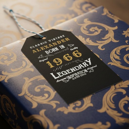 60th Birthday 1966 Add Name Legend Black Gold Cadeaulabel