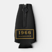 60th Birthday 1966 Name Legend Chic Black Gold Flesjeskoeler (Achterkant)