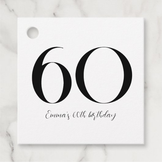 60th Birthday Black and White Bedankjes Labels (Voorkant)
