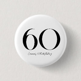 60th Birthday Black and White Ronde Button 3,2 Cm