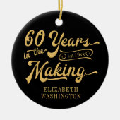 60th Birthday Black en Gold Photo Name Keepomwille Keramisch Ornament (Voorkant)