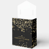 60th Birthday  Black & Gold Confetti Personalized Bedankdoosjes (Open)