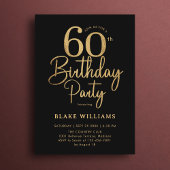 60th Birthday Black Gold Kaart