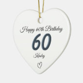 60th Birthday Blue Shadow Monogram heart Keramisch Ornament (Links)