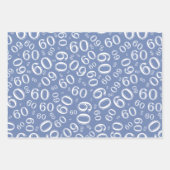 60th Birthday Blue & White Number Pattern 60 Inpakpapier Vel (Voorkant 2)
